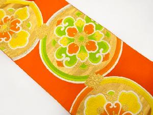 アンティーク　丸紋に華文模様織り出し袋帯(着用可)